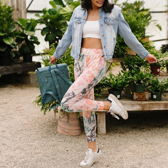 Coral Tie Dye Joggers - Picture 8 of 10